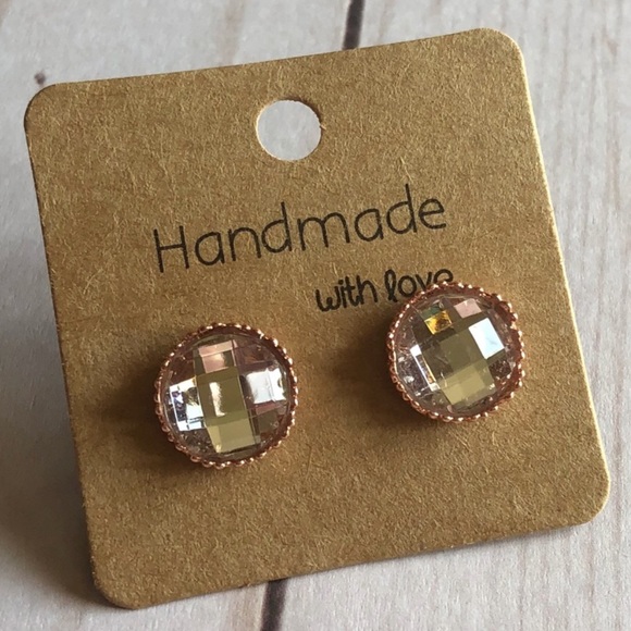 Clear Rhinestone Rose Gold Crown Stud Earrings! - Picture 9 of 16